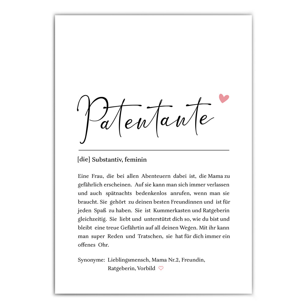 Patentante Definition Poster Persönliche Geschenkidee 4one Pictures