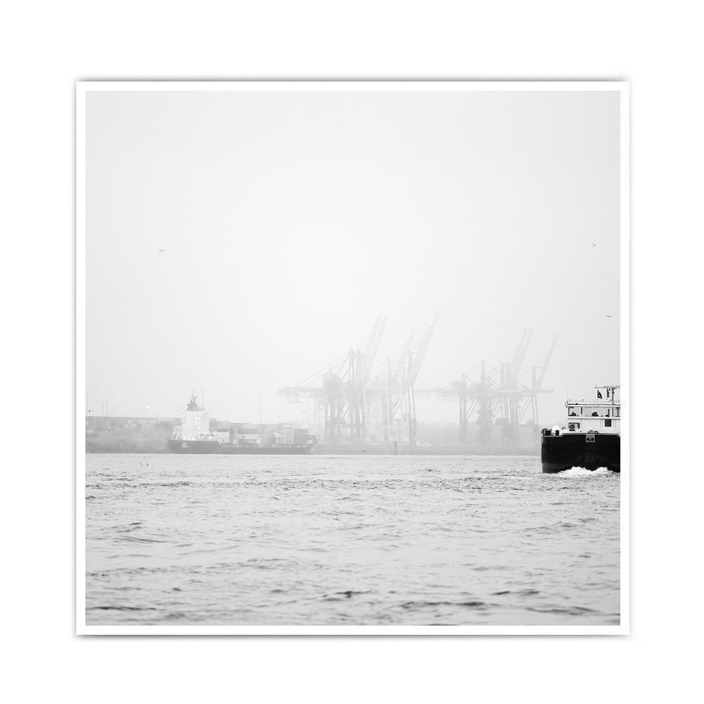 Nebel am Hafen Clean - Hamburg Poster