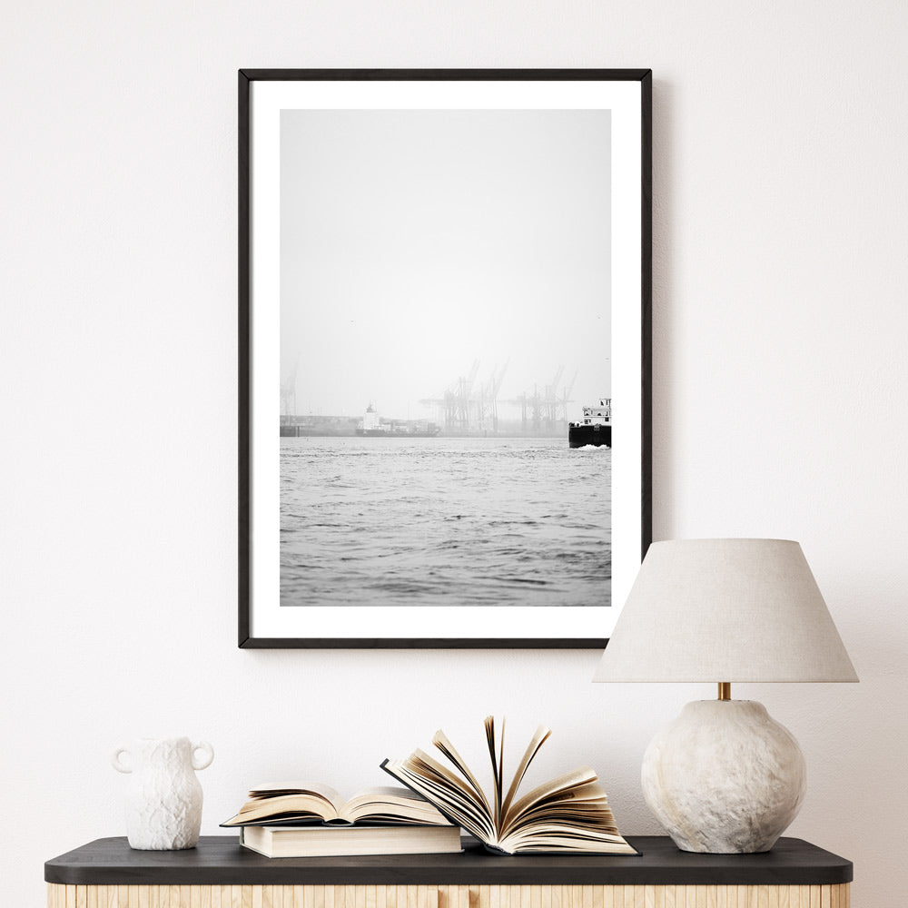 Nebel am Hafen Clean - Hamburg Poster