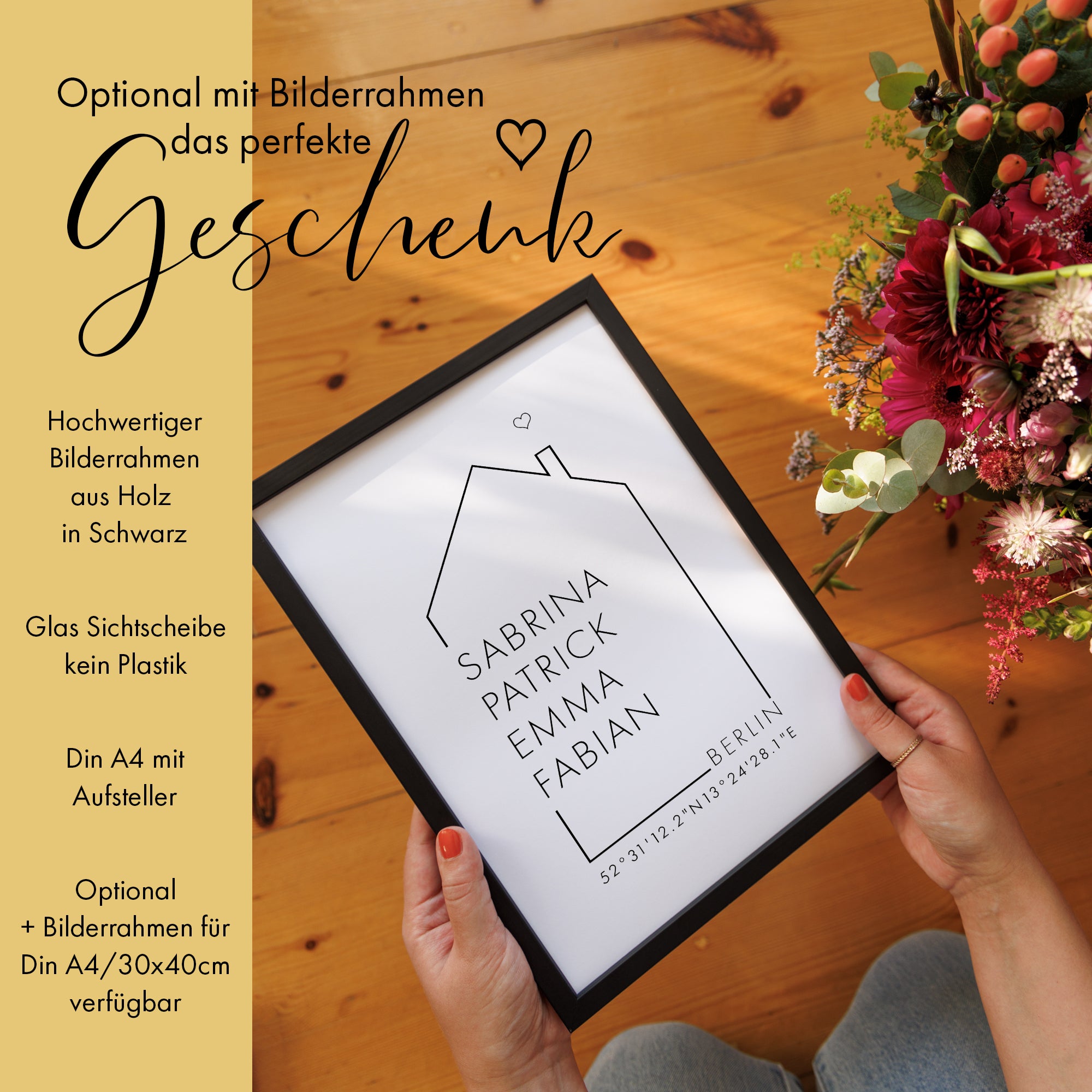 Koordinaten Haus - Familienposter Personalisiert