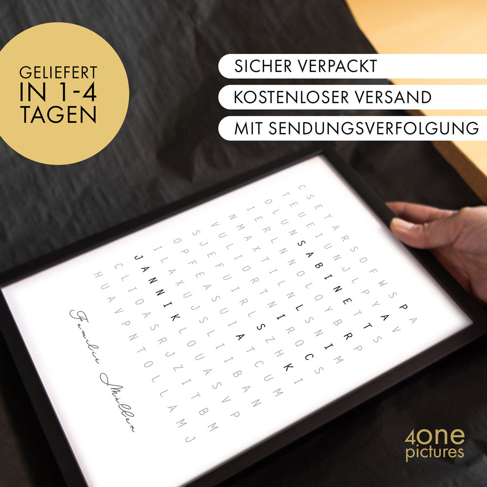 Familien Poster - Kreuzworträtsel Personalisiert