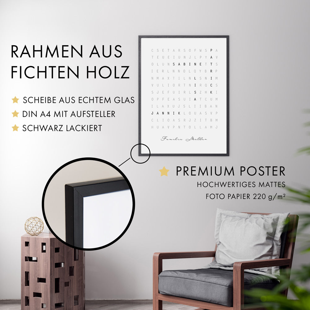 Familien Poster - Kreuzworträtsel Personalisiert