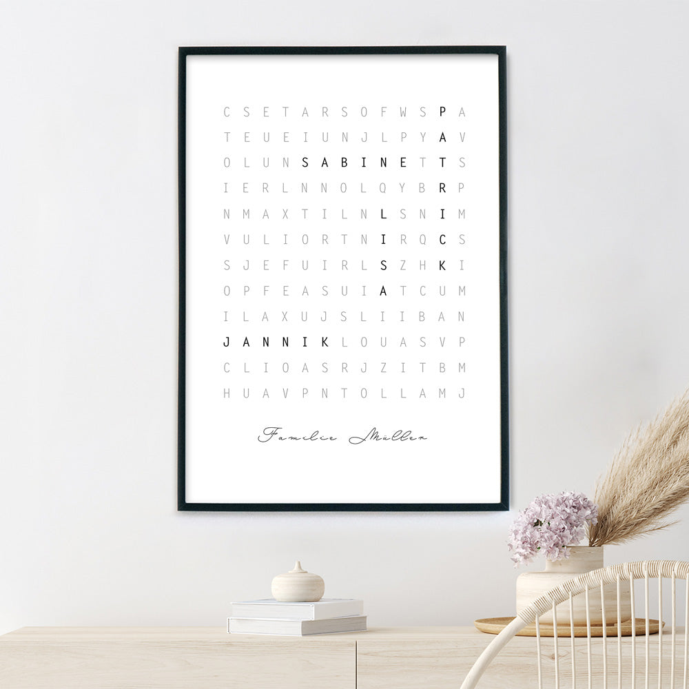 Familien Poster - Kreuzworträtsel Personalisiert