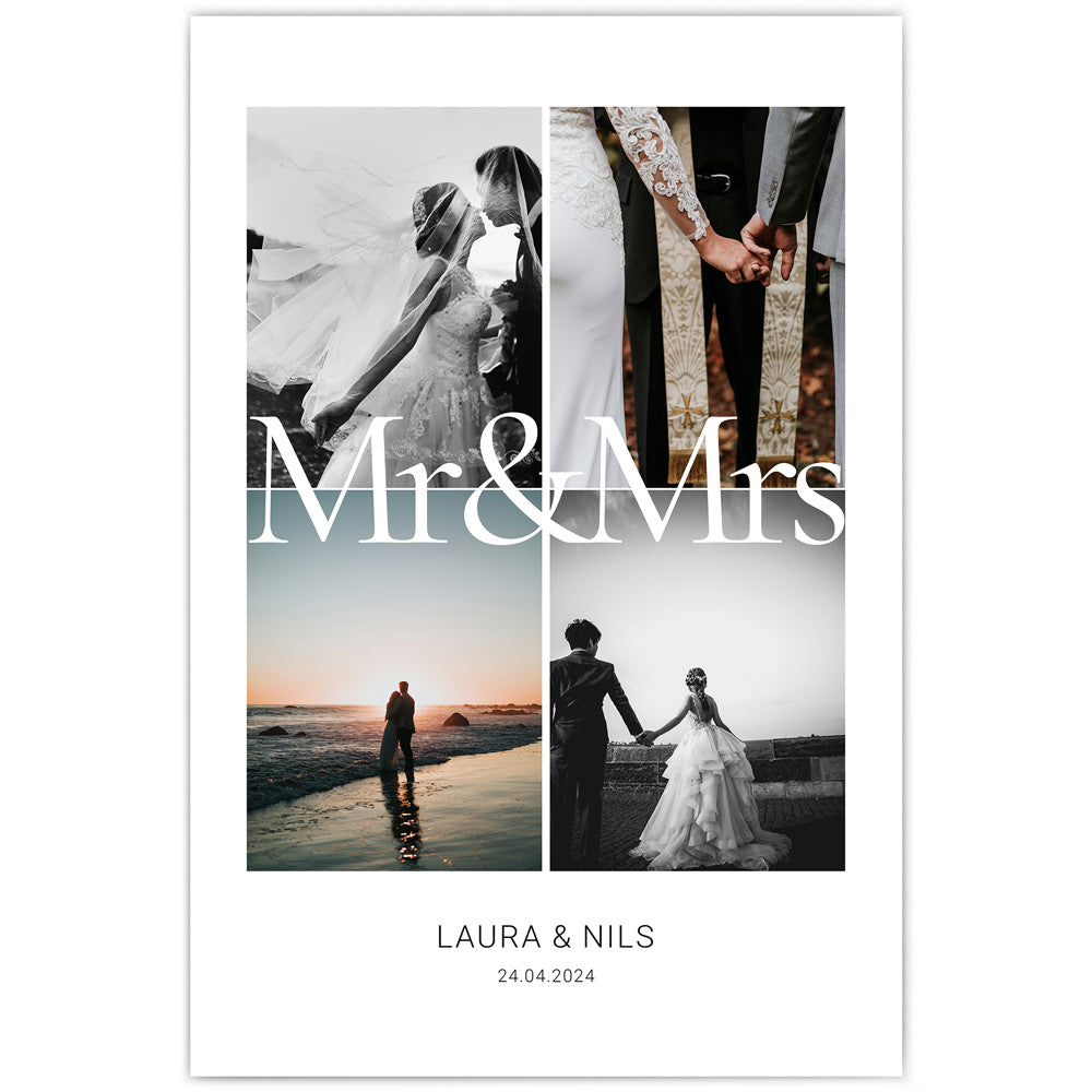 Mr & Mrs Poster Personalisiert Geschenk zur Hochzeit, Jahrestag, Valentinstag, Geburtstag