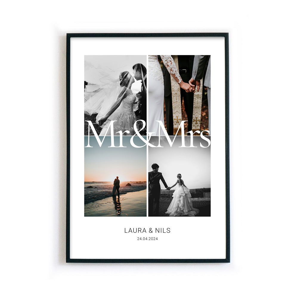 Mr & Mrs Poster Personalisiert Geschenk zur Hochzeit, Jahrestag, Valentinstag, Geburtstag
