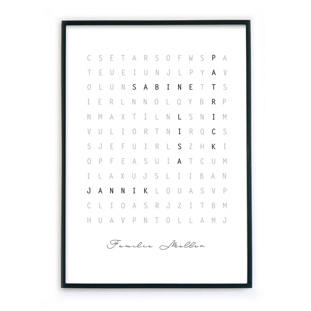 Familien Poster - Kreuzworträtsel Personalisiert