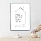 Koordinaten Haus - Familienposter Personalisiert