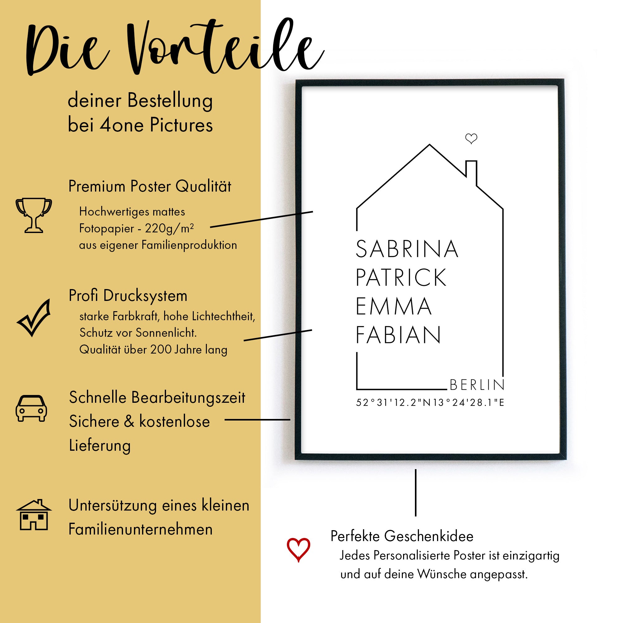 Koordinaten Haus - Familienposter Personalisiert