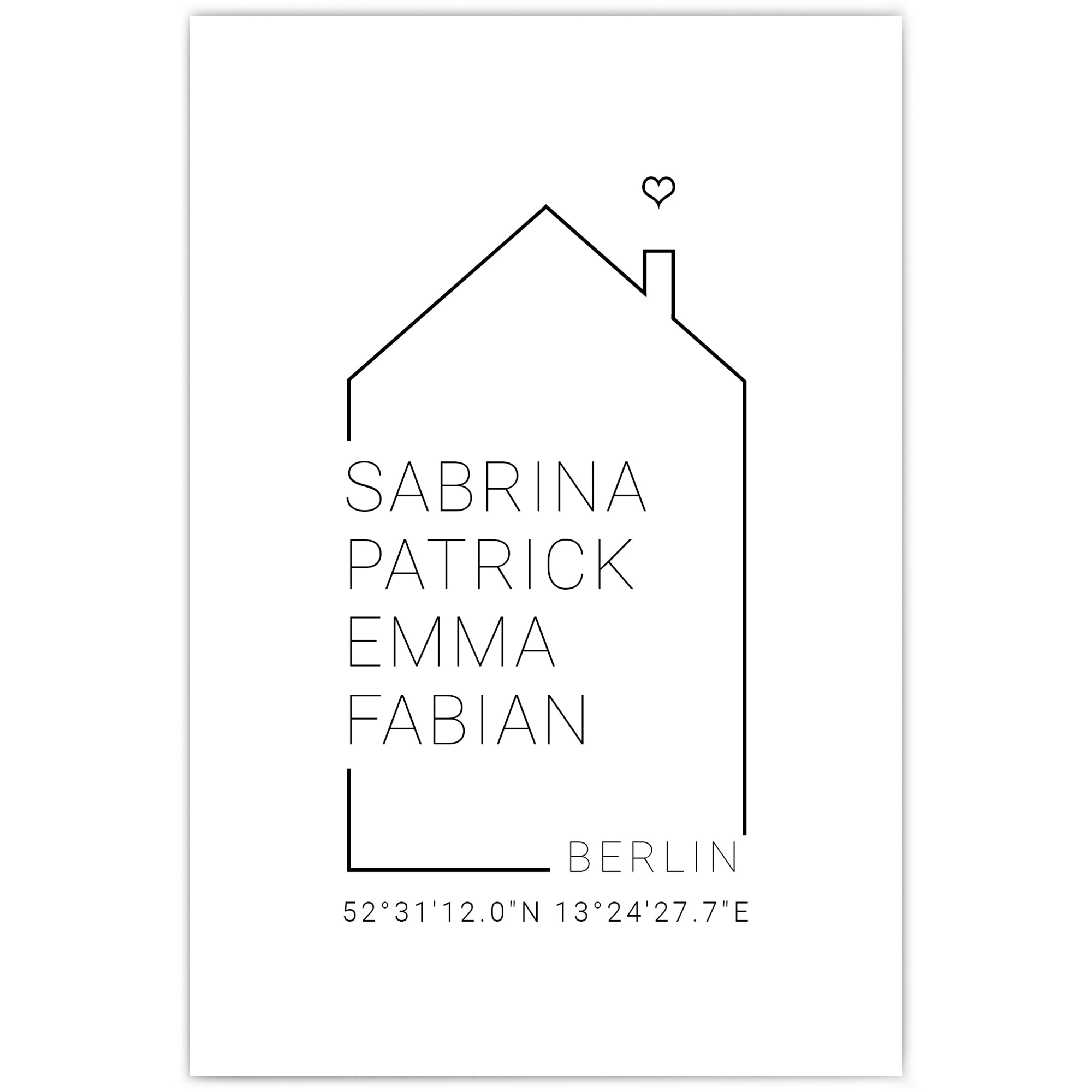Koordinaten Haus - Familienposter Personalisiert