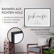 Zuhause in Grau - Personalisiertes Koordinaten Bild