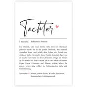 Tochter Definition Poster mit personalisierten Namen und Synonymen. Liebevoller Text was eine Tochter ausmacht.