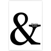 Großes & Zeichen mit zwei personalisierten Vornamen als Poster.