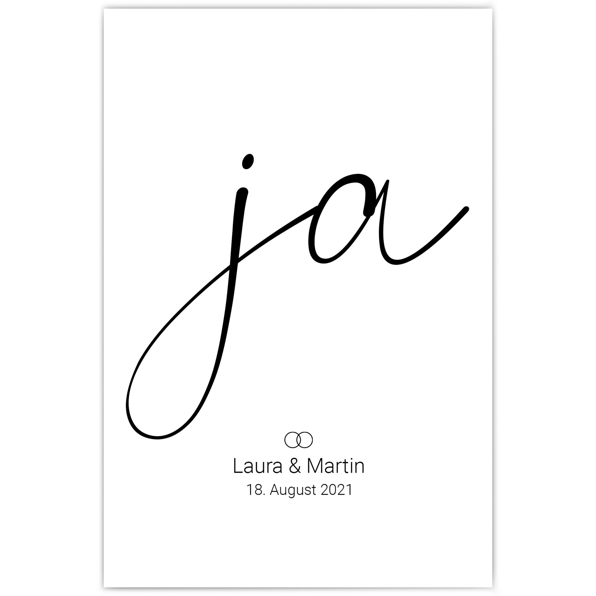 Ja Hochzeit Poster mit personalisierten Namen & Datum.