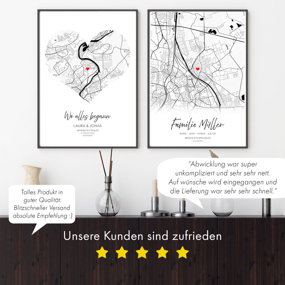 Familie Stadtkarten Poster Personalisiert