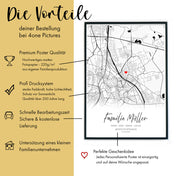 Familie Stadtkarten Poster Personalisiert