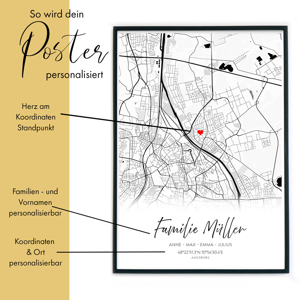 Familie Stadtkarten Poster Personalisiert