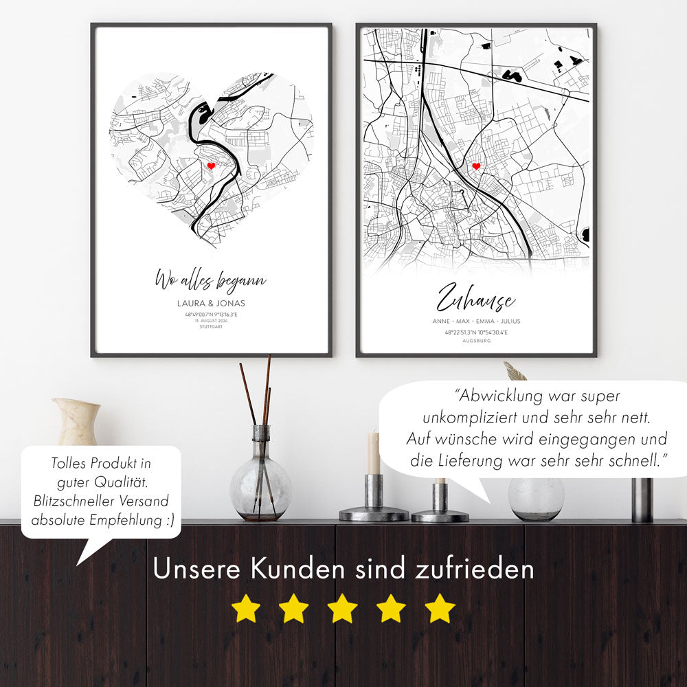 Zuhause Karte Poster Personalisiert