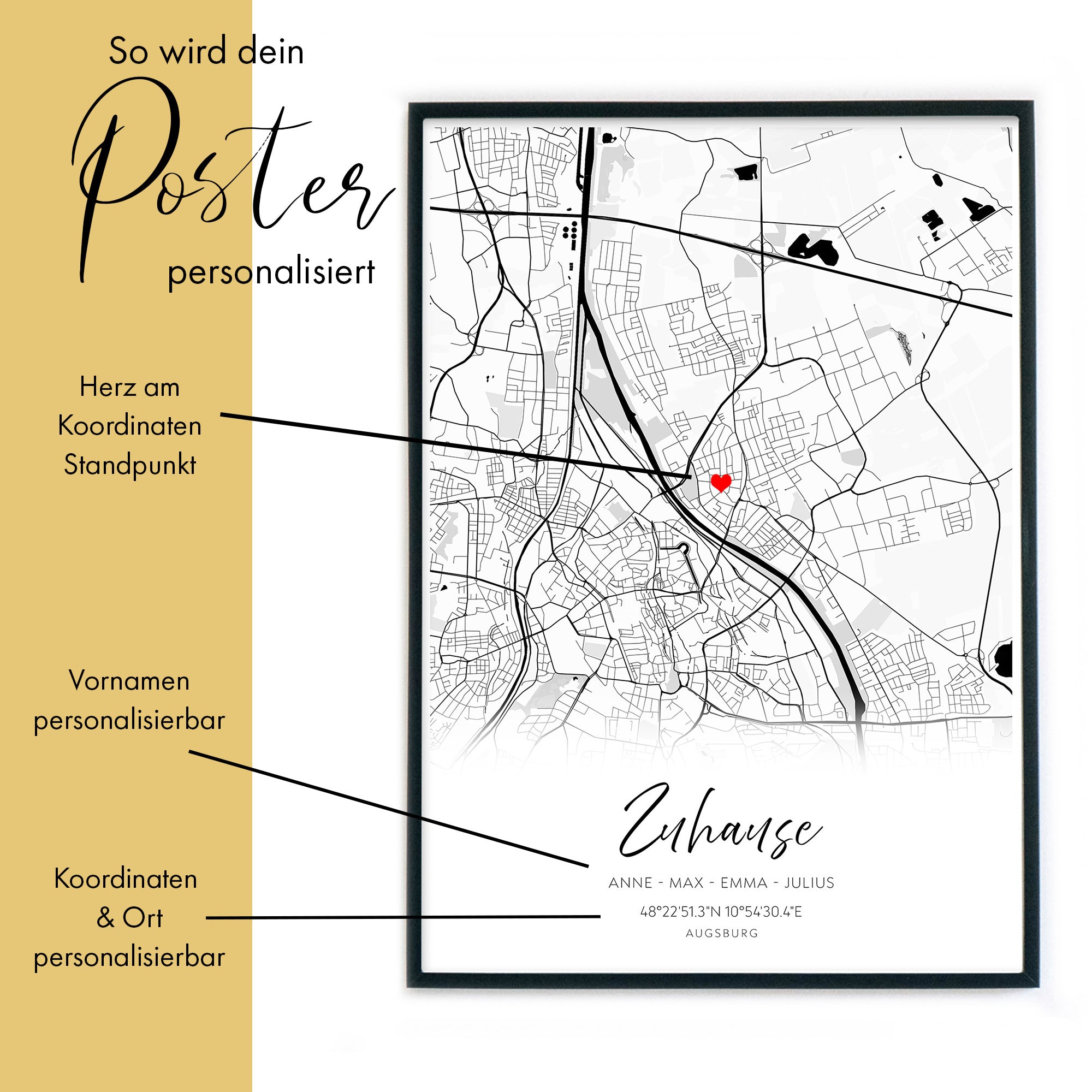 Zuhause Karte Poster Personalisiert