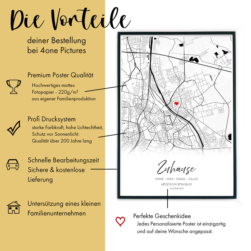 Zuhause Karte Poster Personalisiert