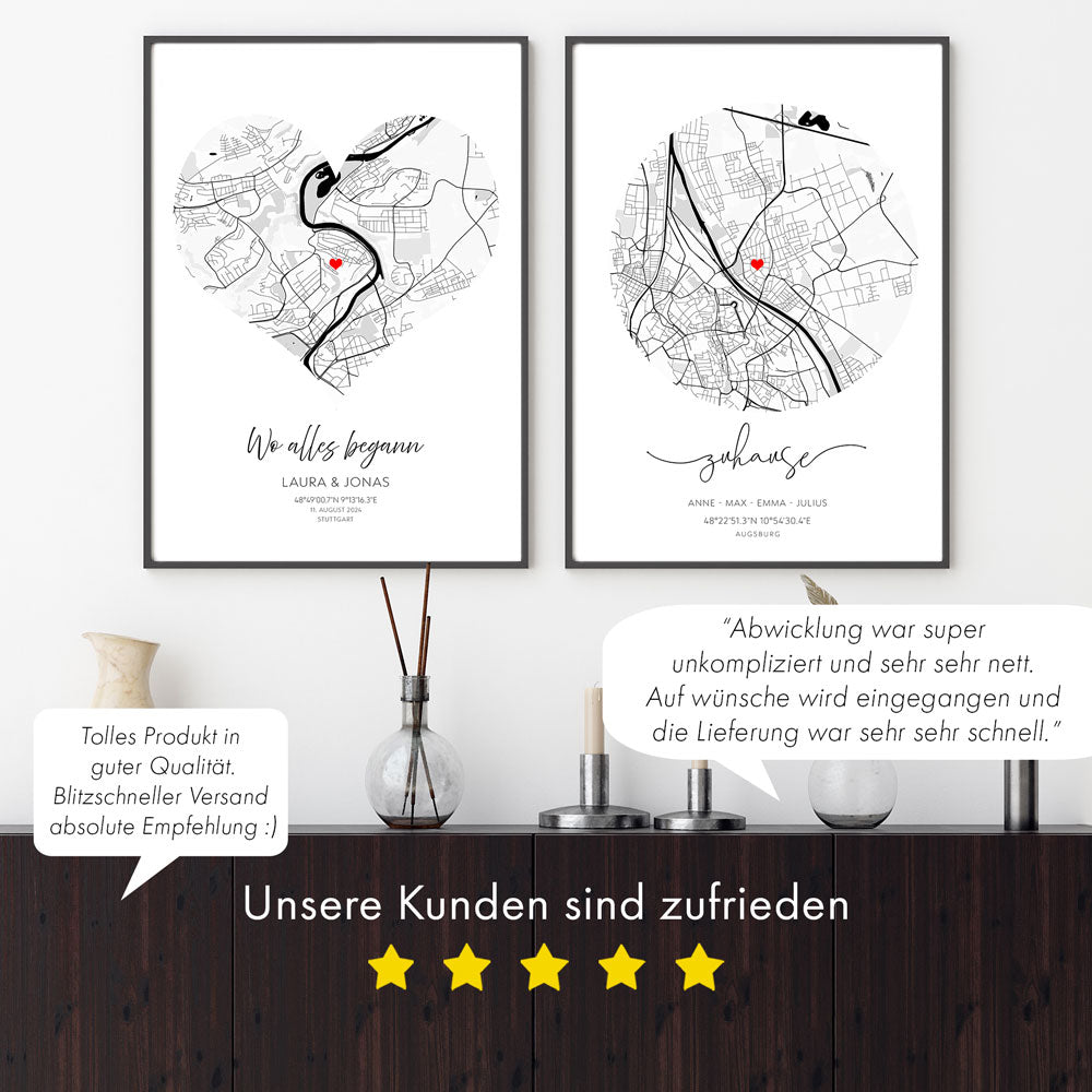 Zuhause Rund - Map Poster Personalisiert