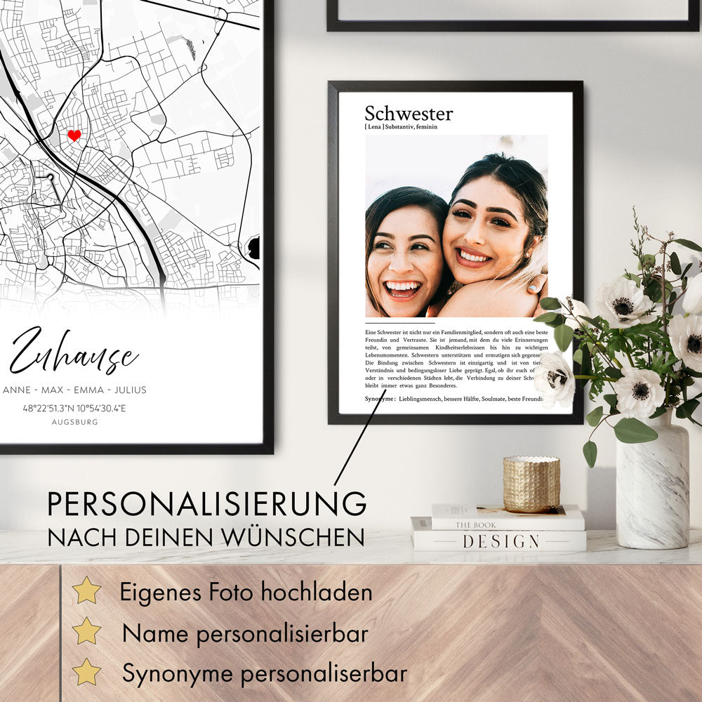 Schwester Definition - Personalisiertes Geschenk