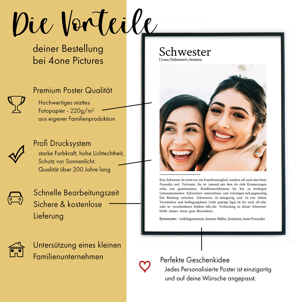 Schwester Definition - Personalisiertes Geschenk