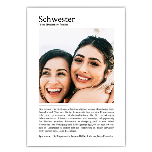 Schwester Definition - Personalisiertes Geschenk