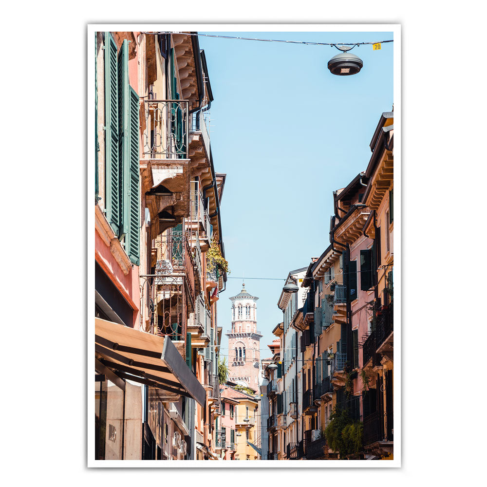 Blick durch Stadt in Italien Poster