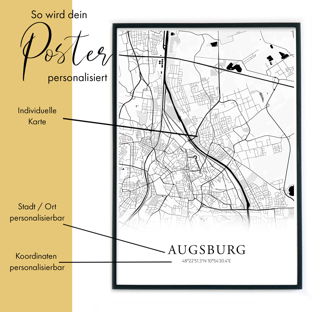 Deine Stadt Karte Poster Personalisiert