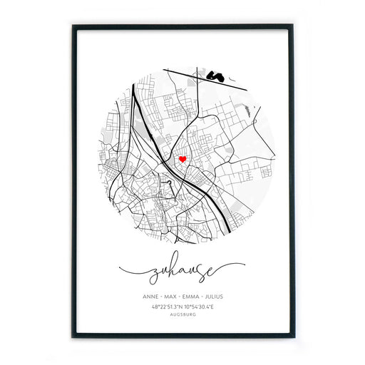 Zuhause Rund - Map Poster Personalisiert