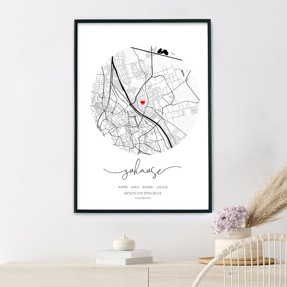 Zuhause Rund - Map Poster Personalisiert