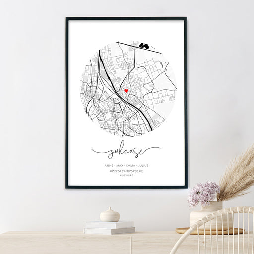 Zuhause Rund - Map Poster Personalisiert