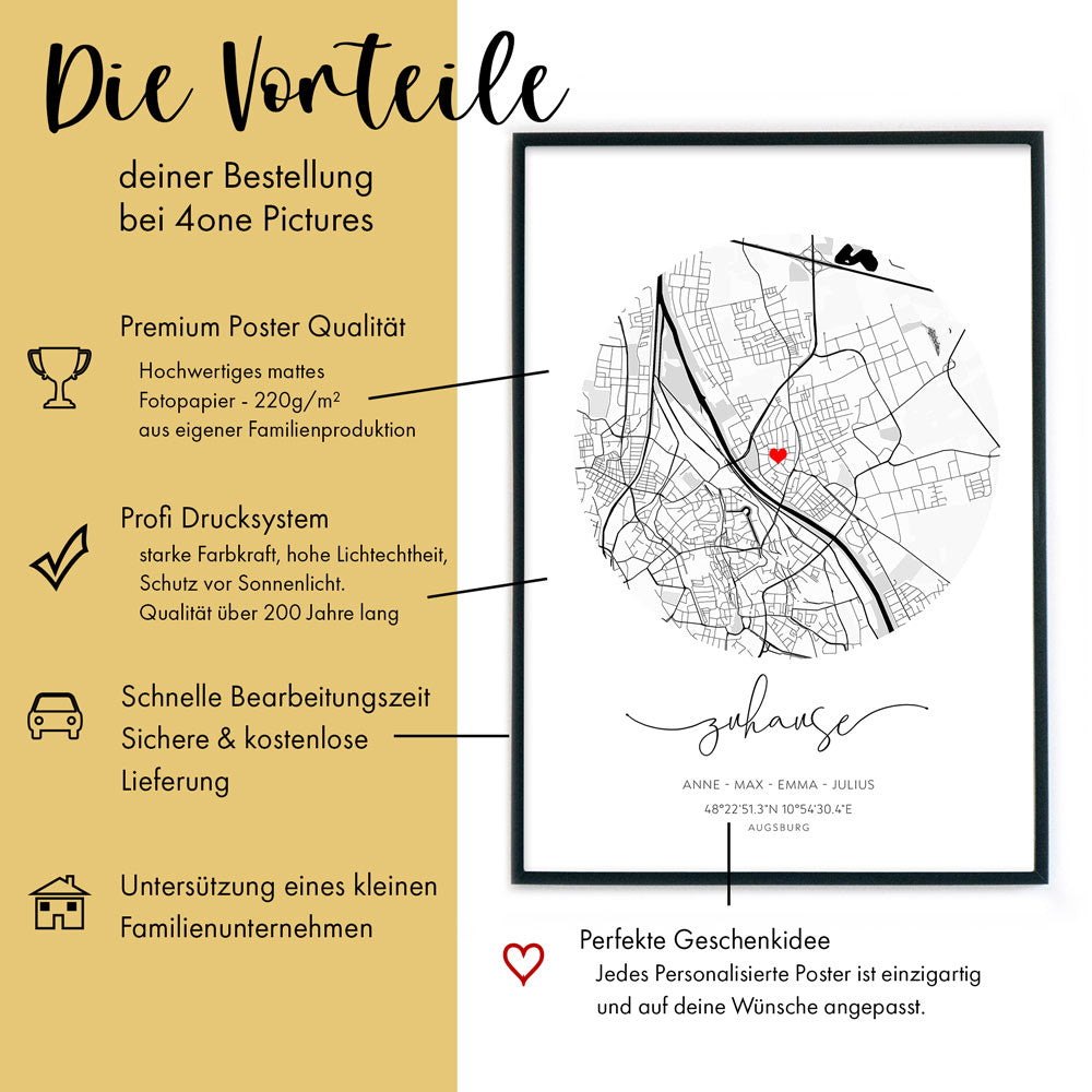 Zuhause Rund - Map Poster Personalisiert