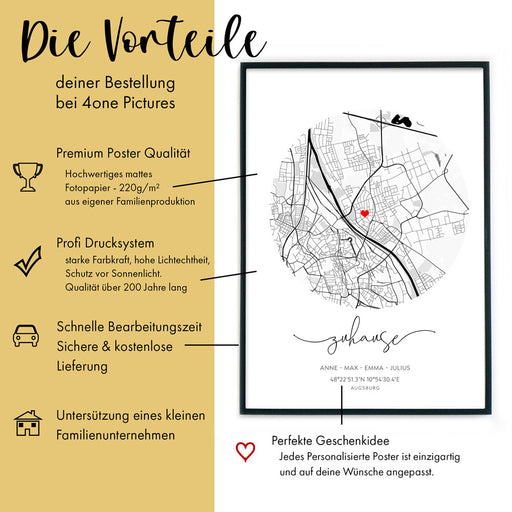 Zuhause Rund - Map Poster Personalisiert