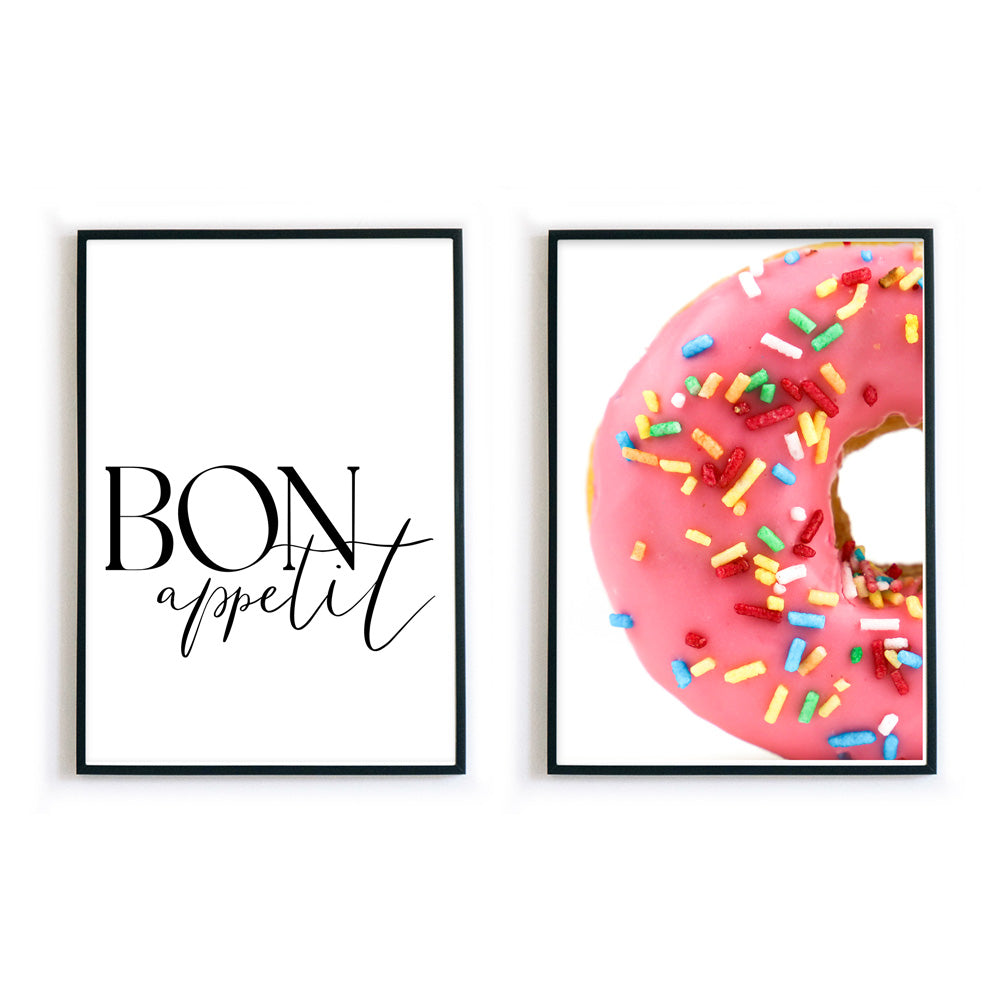 4one-pictures-2er-poster-set-kueche-kitchen-a4-a3-bon-appetit-typo-hungry-quotes-spruch-bild-donut-pink-rahmen.jpg