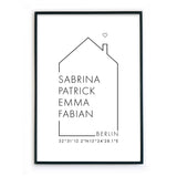 Koordinaten Haus - Familienposter Personalisiert