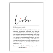 Definition Liebe  Poster mit netten Worten was liebe ausmacht. Unten verschiedene Synonyme.