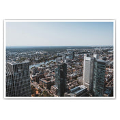 Querformat Frankfurt Poster im Retro Look. Frankfurt von Oben, blick auf die Stadt vom Hochhaus. 