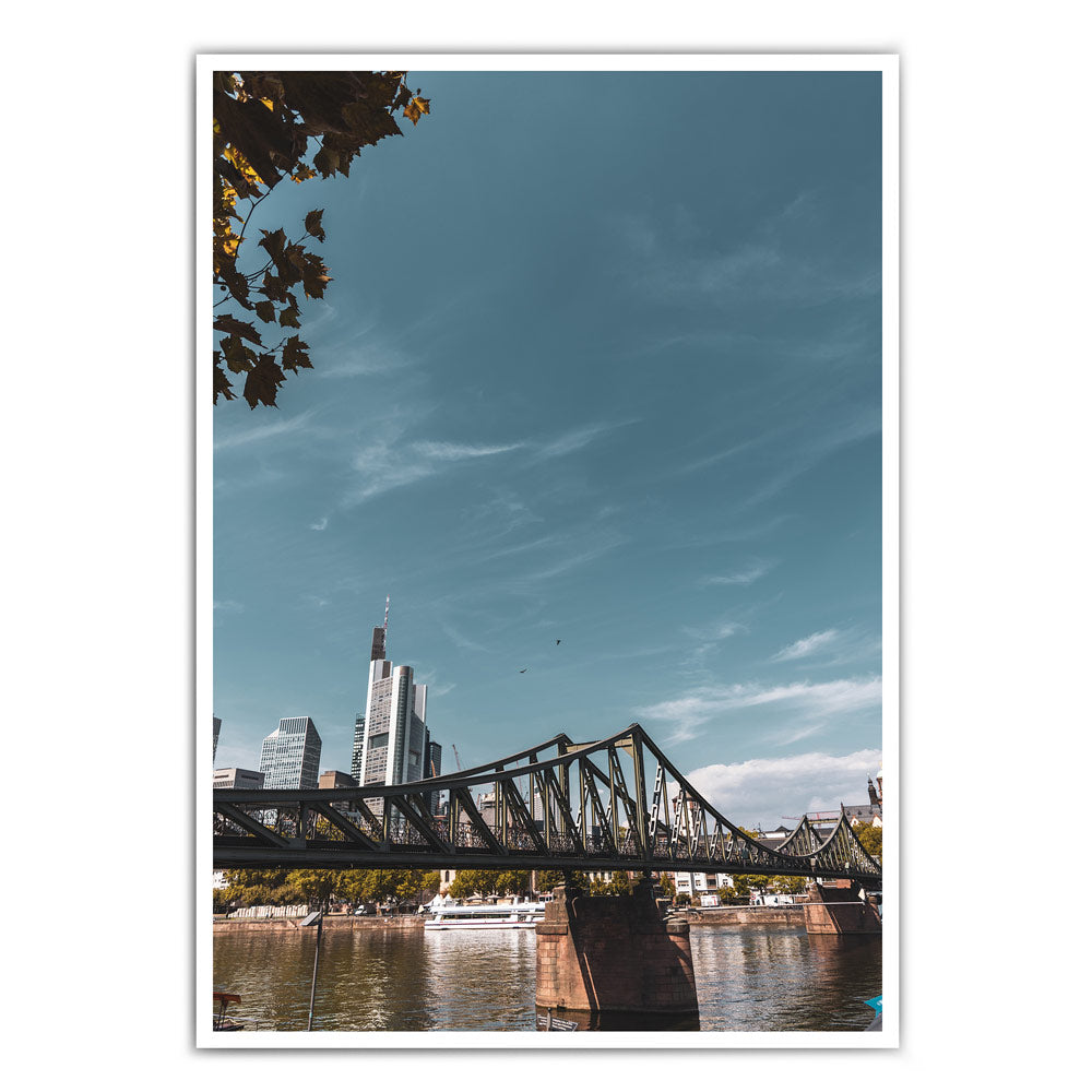 Frankfurt Poster vom Eisernen Steg und der Skyline im Hintergrund.