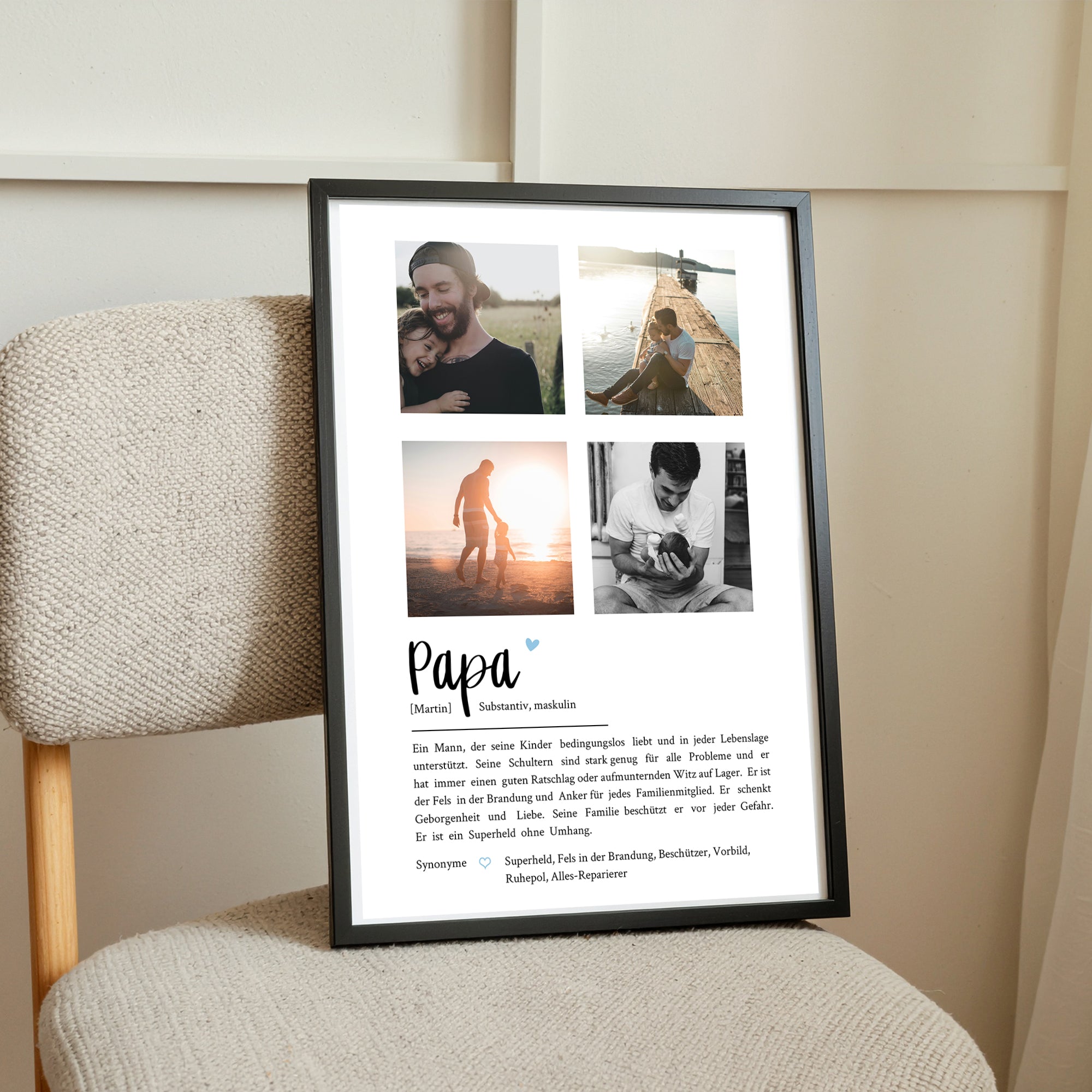 Definition Papa mit Foto Collage - Personalisiert