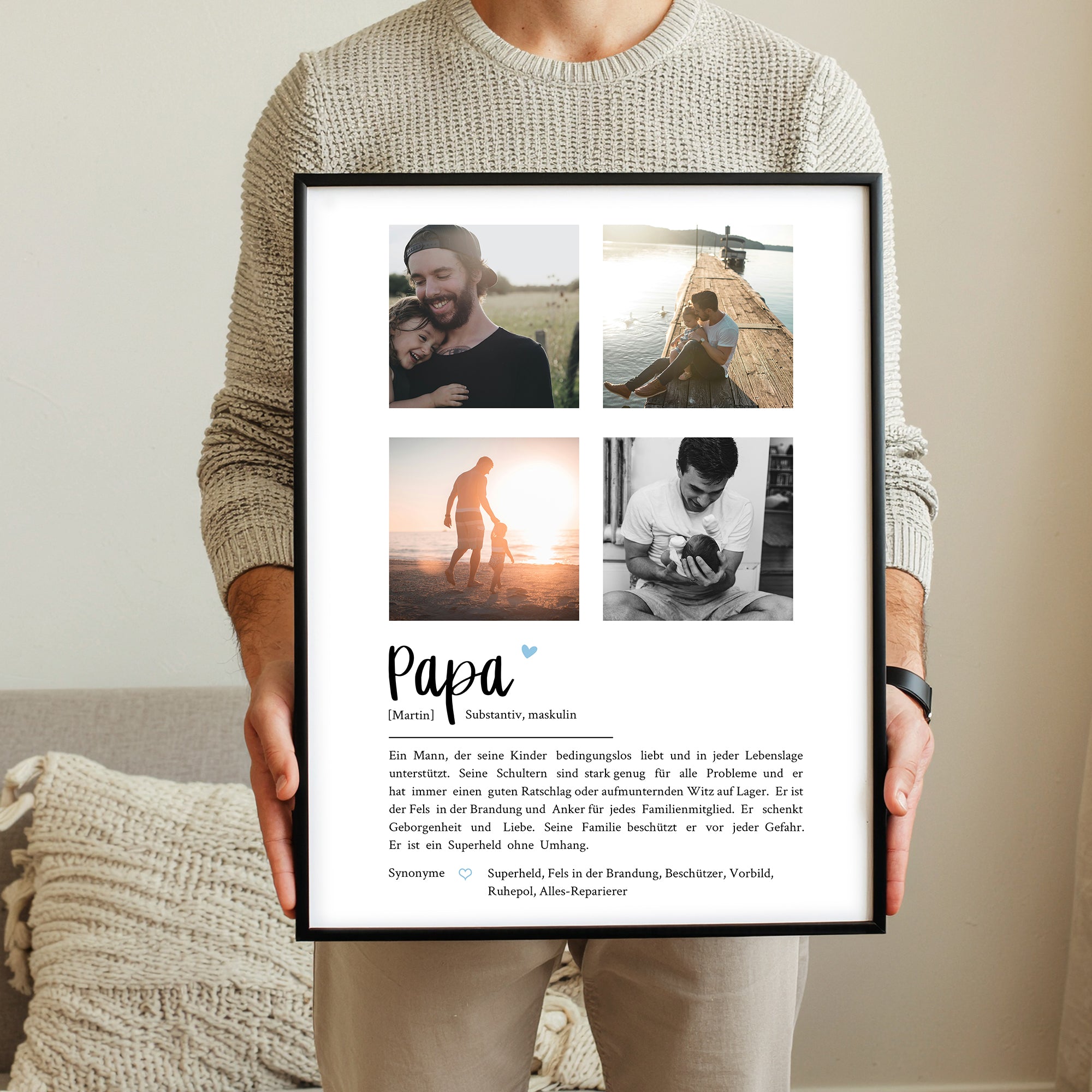 Definition Papa mit Foto Collage - Personalisiert