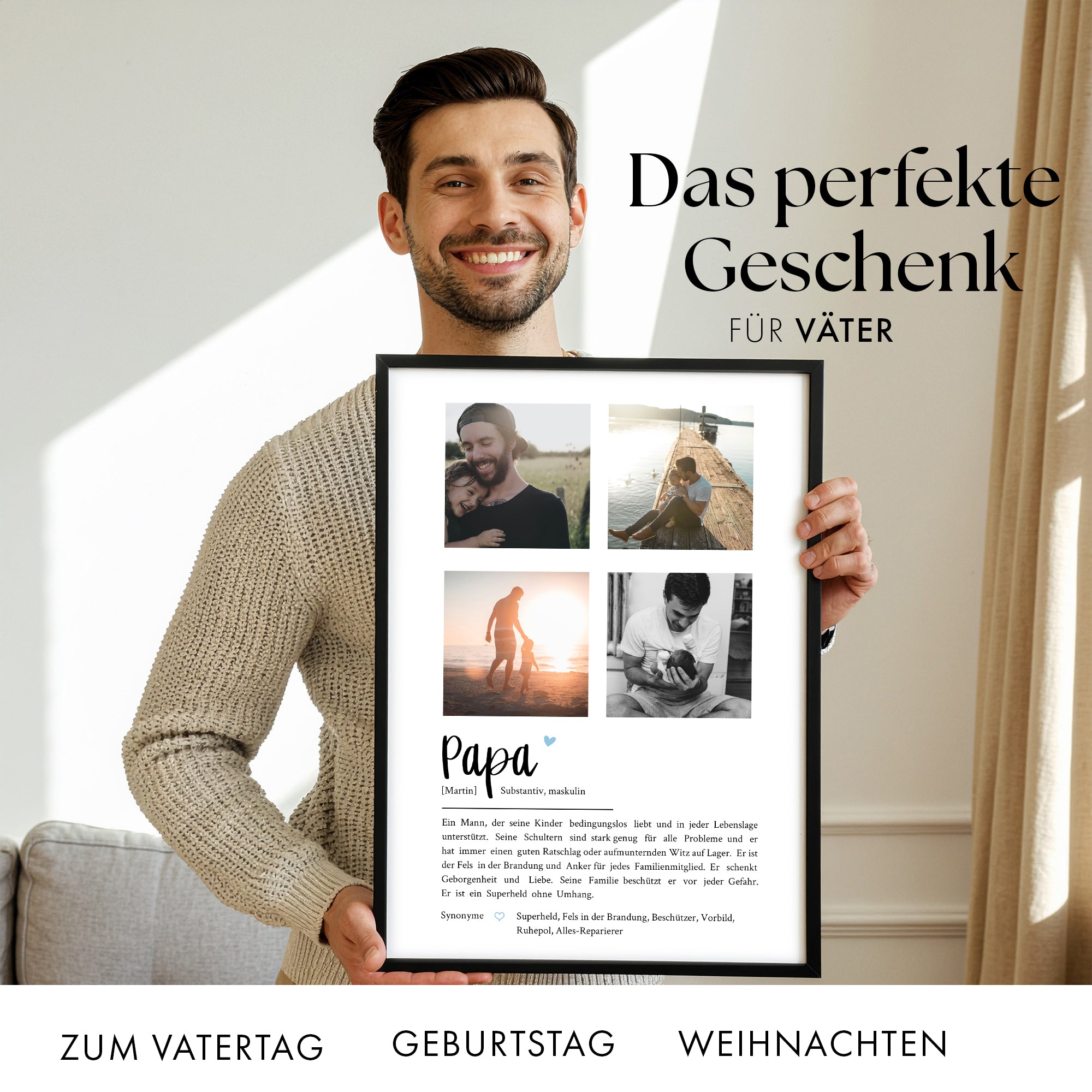 Definition Papa mit Foto Collage - Personalisiert