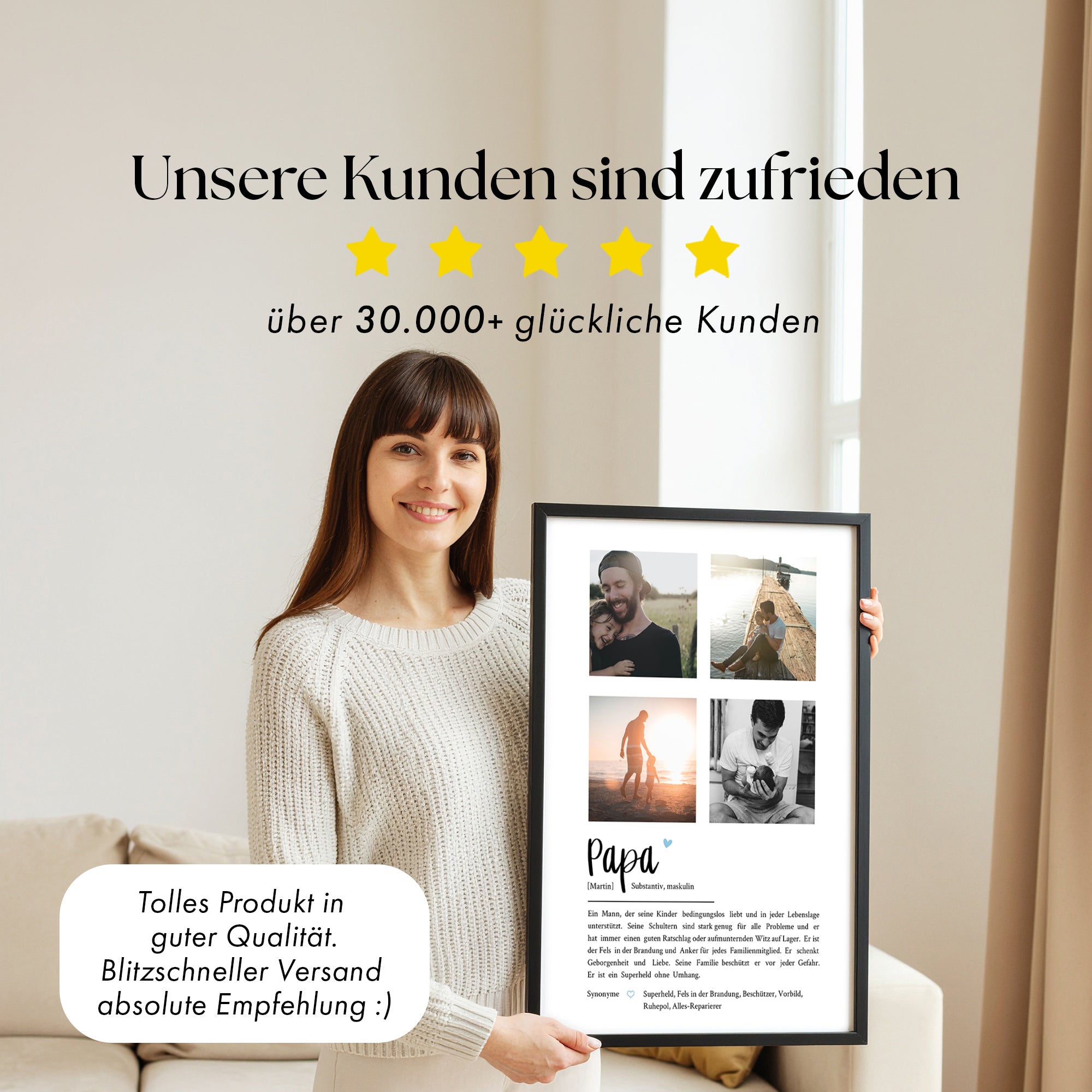 Definition Papa mit Foto Collage - Personalisiert