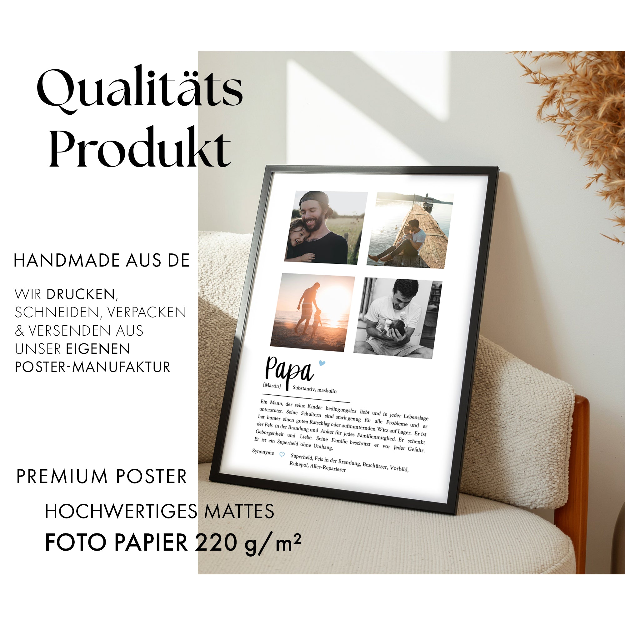 Definition Papa mit Foto Collage - Personalisiert