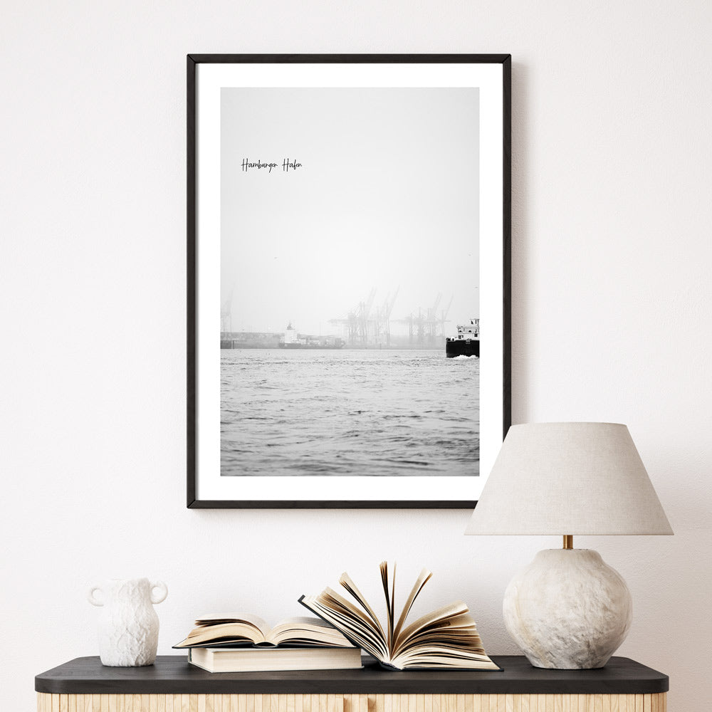 Nebel am Hafen - Hamburg Poster