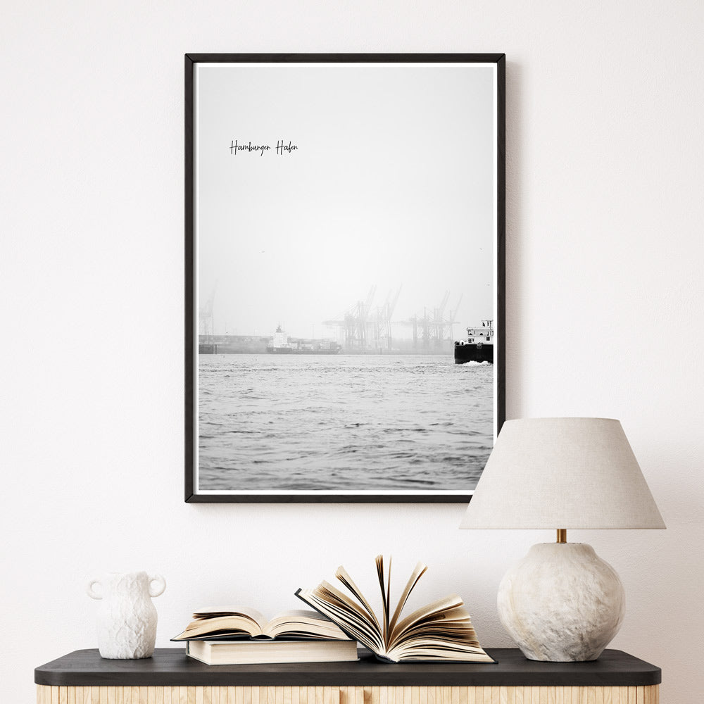 Nebel am Hafen - Hamburg Poster