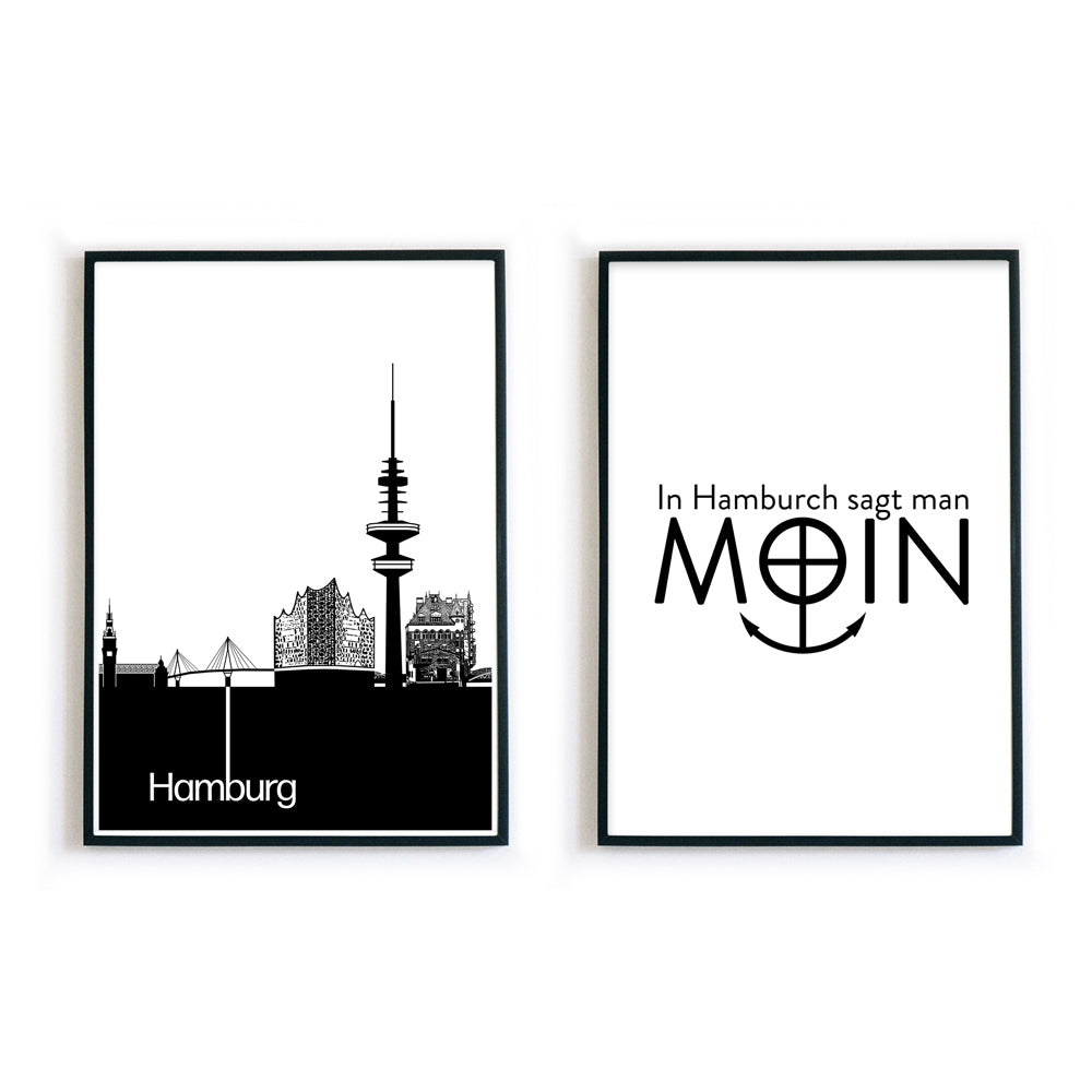 Hamburg Skyline & Moin Poster