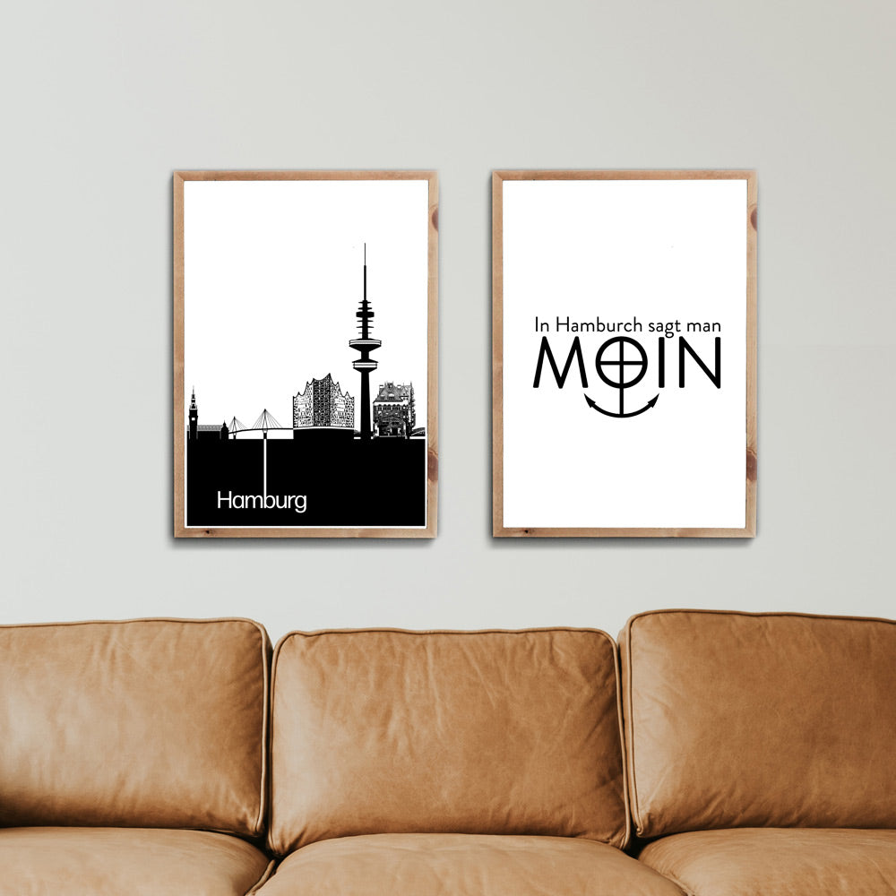 Hamburg Skyline & Moin Poster