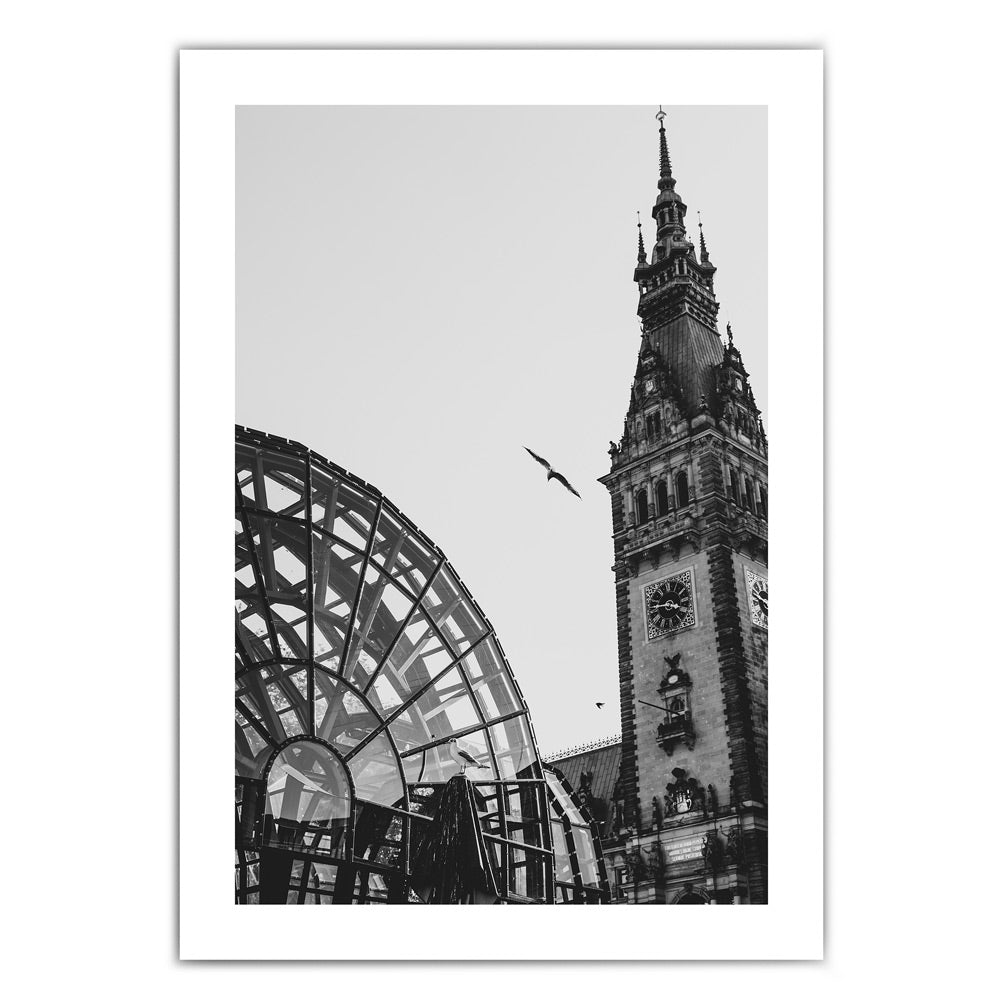 Hamburg Rathaus Poster - Schwarz Weiß