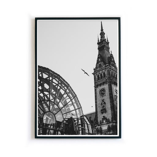 Hamburg Rathaus Poster - Schwarz Weiß